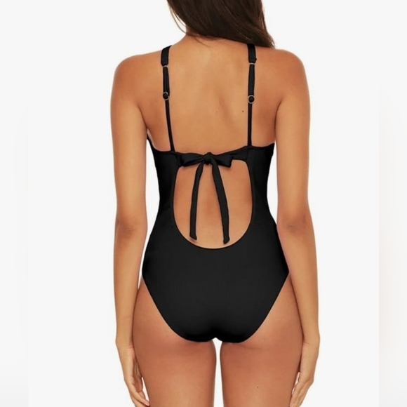 Nwt BECCA by Rebecca Virtue Fine Line Tessa Crossover High Neck One-Piece Sz. Sm - Picture 3 of 9